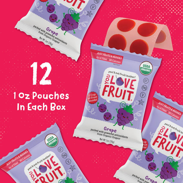 You Love Fruit - Healthy Snack Peel & Eat Fruit Leather - Case Pack of 1 OZ Servings - (12 Pack)