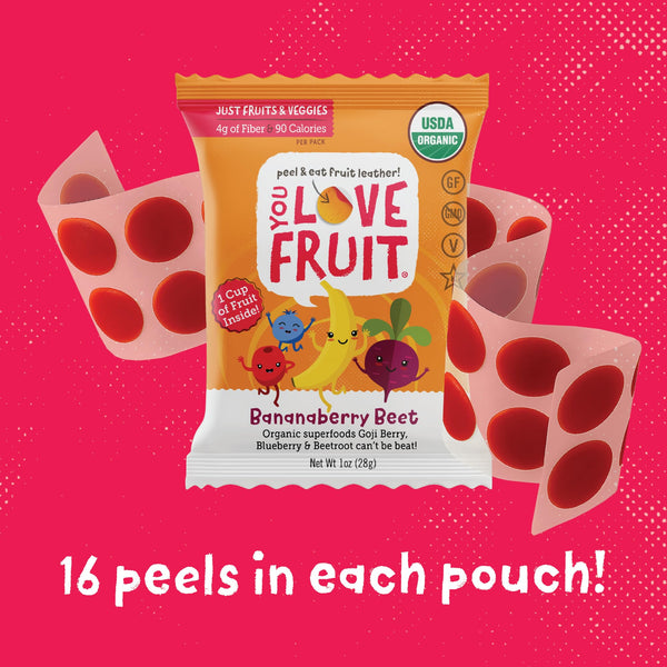 You Love Fruit - Healthy Snack Peel & Eat Fruit Leather - Case Pack of 1 OZ Servings - (12 Pack)