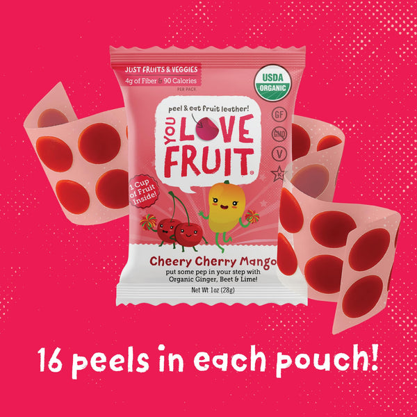 You Love Fruit - Healthy Snack Peel & Eat Fruit Leather - Case Pack of 1 OZ Servings - (12 Pack)