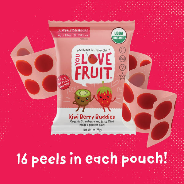 You Love Fruit - Healthy Snack Peel & Eat Fruit Leather - Case Pack of 1 OZ Servings - (12 Pack)