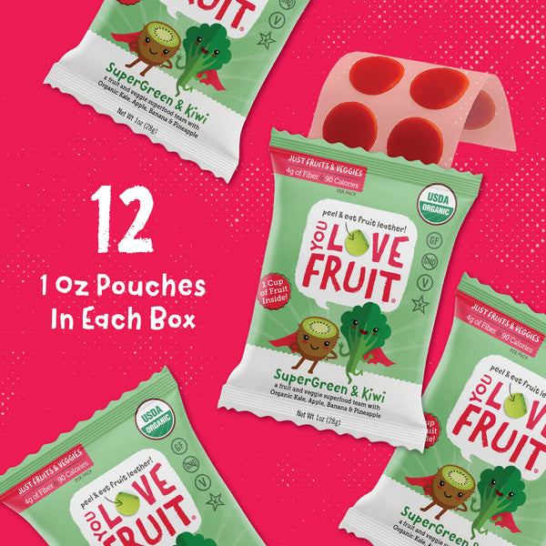 You Love Fruit - Healthy Snack Peel & Eat Fruit Leather - Case Pack of 1 OZ Servings - (12 Pack)