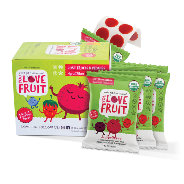 You Love Fruit - Healthy Snack Peel & Eat Fruit Leather - Case Pack of 1 OZ Servings - (12 Pack)