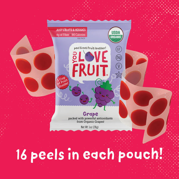 You Love Fruit - Healthy Snack Peel & Eat Fruit Leather - Case Pack of 1 OZ Servings - (12 Pack)
