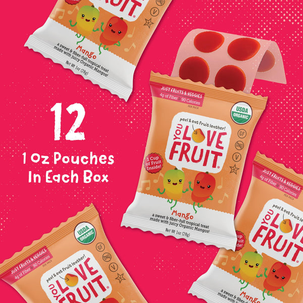 You Love Fruit - Healthy Snack Peel & Eat Fruit Leather - Case Pack of 1 OZ Servings - (12 Pack)
