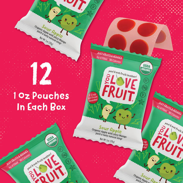 You Love Fruit - Healthy Snack Peel & Eat Fruit Leather - Case Pack of 1 OZ Servings - (12 Pack)