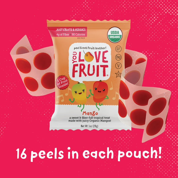 You Love Fruit - Healthy Snack Peel & Eat Fruit Leather - Case Pack of 1 OZ Servings - (12 Pack)