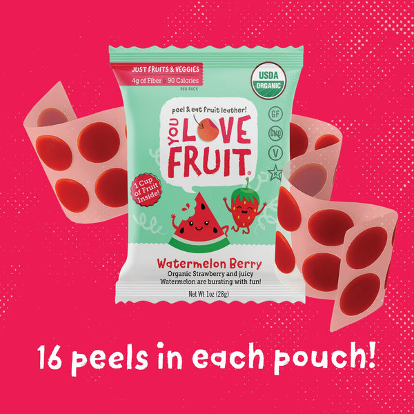 You Love Fruit - Healthy Snack Peel & Eat Fruit Leather - Case Pack of 1 OZ Servings - (12 Pack)