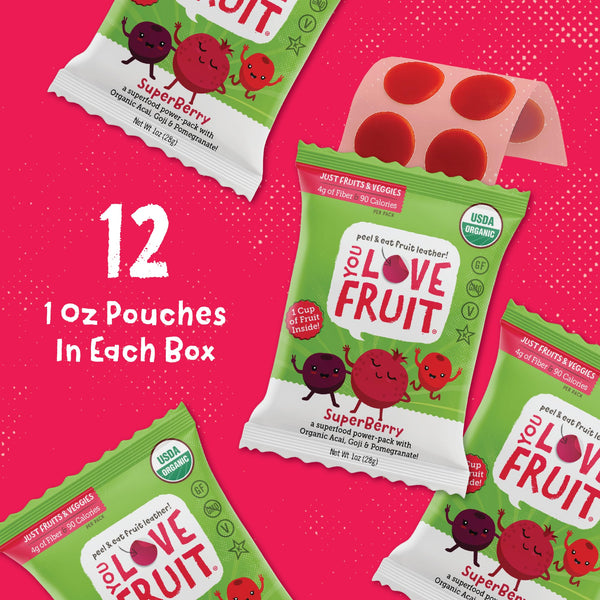 You Love Fruit - Healthy Snack Peel & Eat Fruit Leather - Case Pack of 1 OZ Servings - (12 Pack)