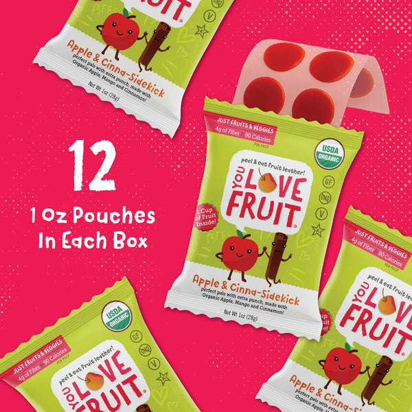 You Love Fruit - Healthy Snack Peel & Eat Fruit Leather - Case Pack of 1 OZ Servings - (12 Pack)