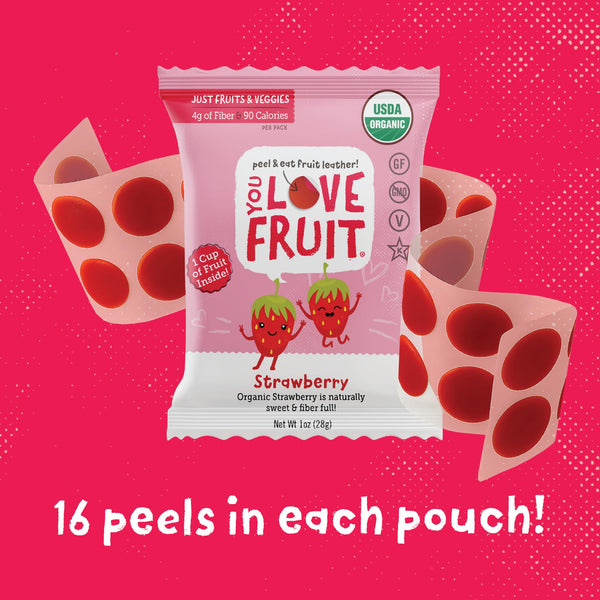You Love Fruit - Healthy Snack Peel & Eat Fruit Leather - Case Pack of 1 OZ Servings - (12 Pack)
