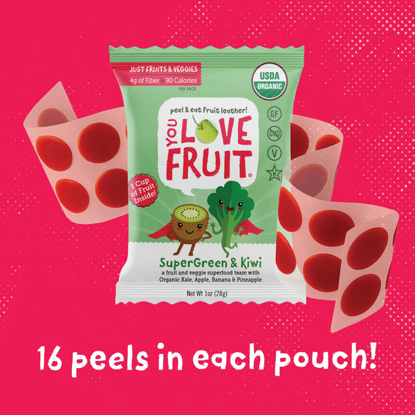 You Love Fruit - Healthy Snack Peel & Eat Fruit Leather - Case Pack of 1 OZ Servings - (12 Pack)